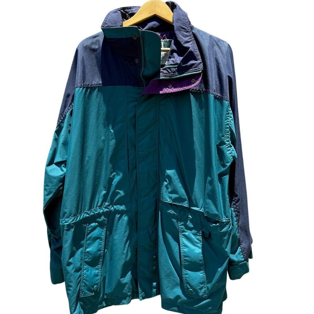 Wearguard Vintage 90s Bomber Ski purple teal Jacket foldaway hood Size Large